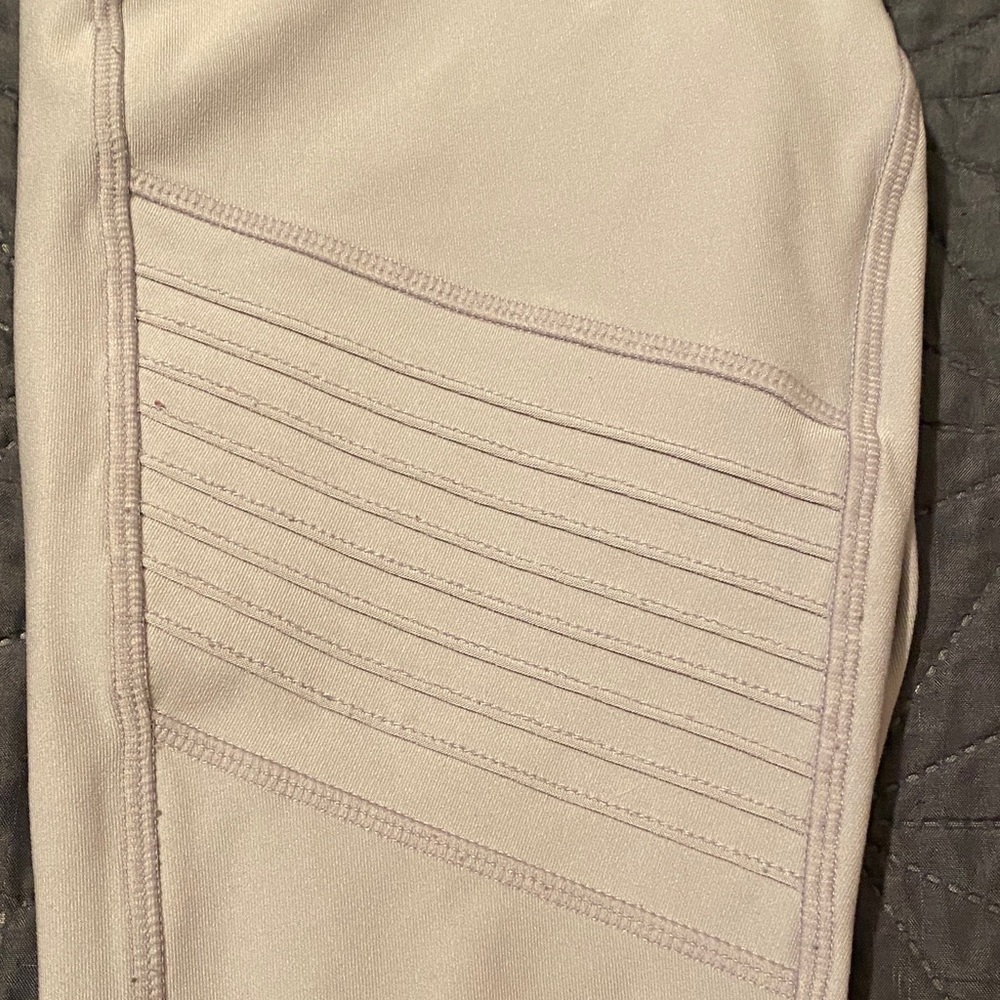 Light Grey Ribbed Panel Performance Leggings Xs M… - image 6